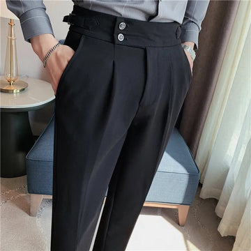 Riolio prom outfits for guys High Quality Business Casual Draped High-waist Trousers Men Solid Color Formal Pants Male Formal Office Social Suit Pants
